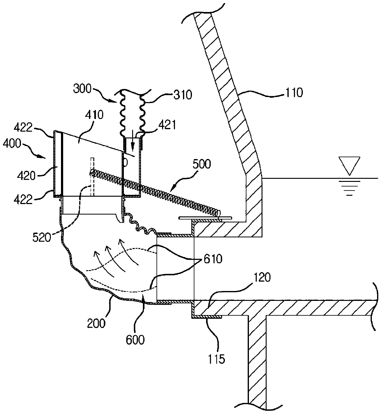 Sewage discharge device of variable water-saving toilet