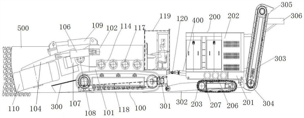 Hard rock ditching machine and hard rock ditching method