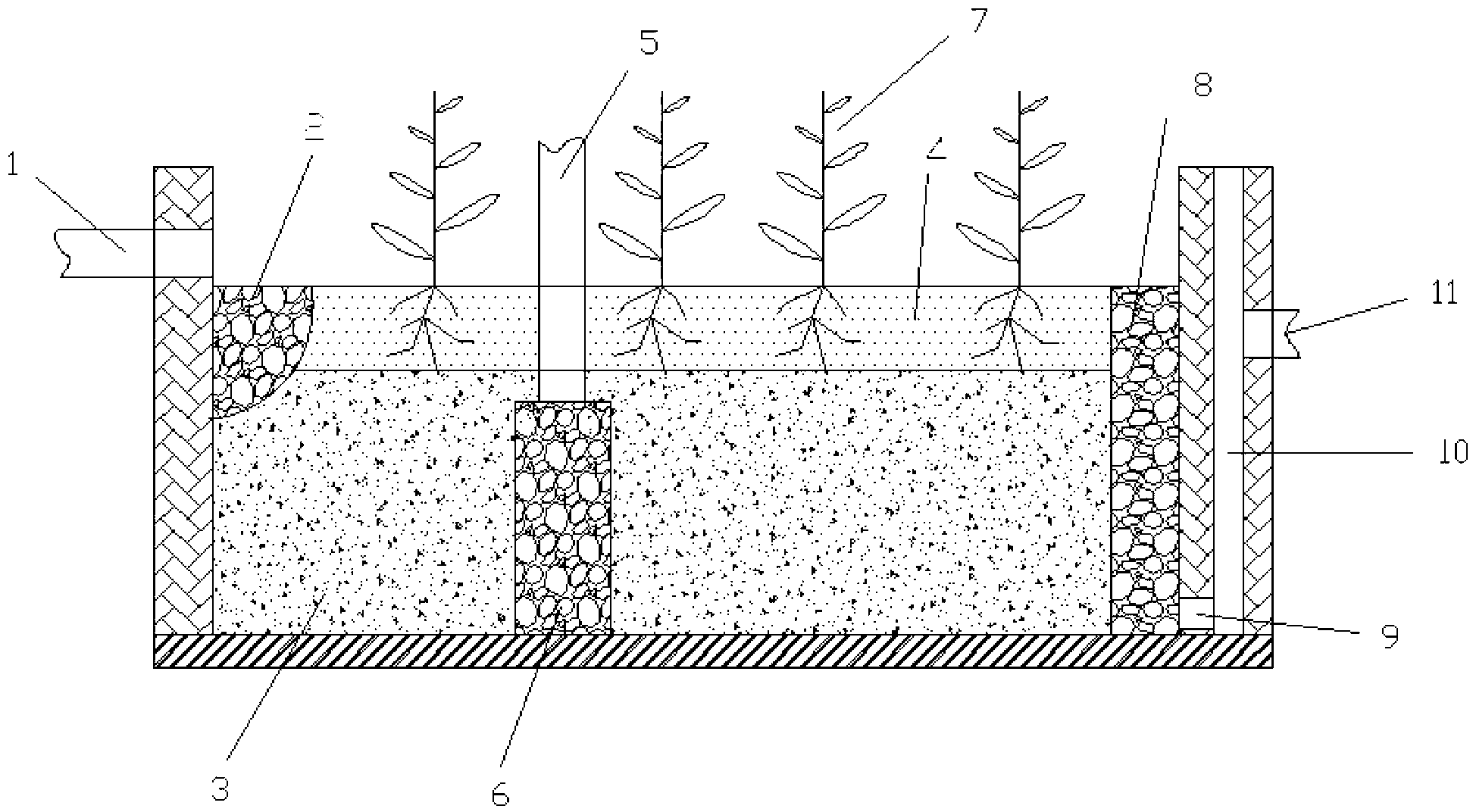 Solid carbon source enhanced nitrogen removal system of horizontal subsurface flow constructed wetland