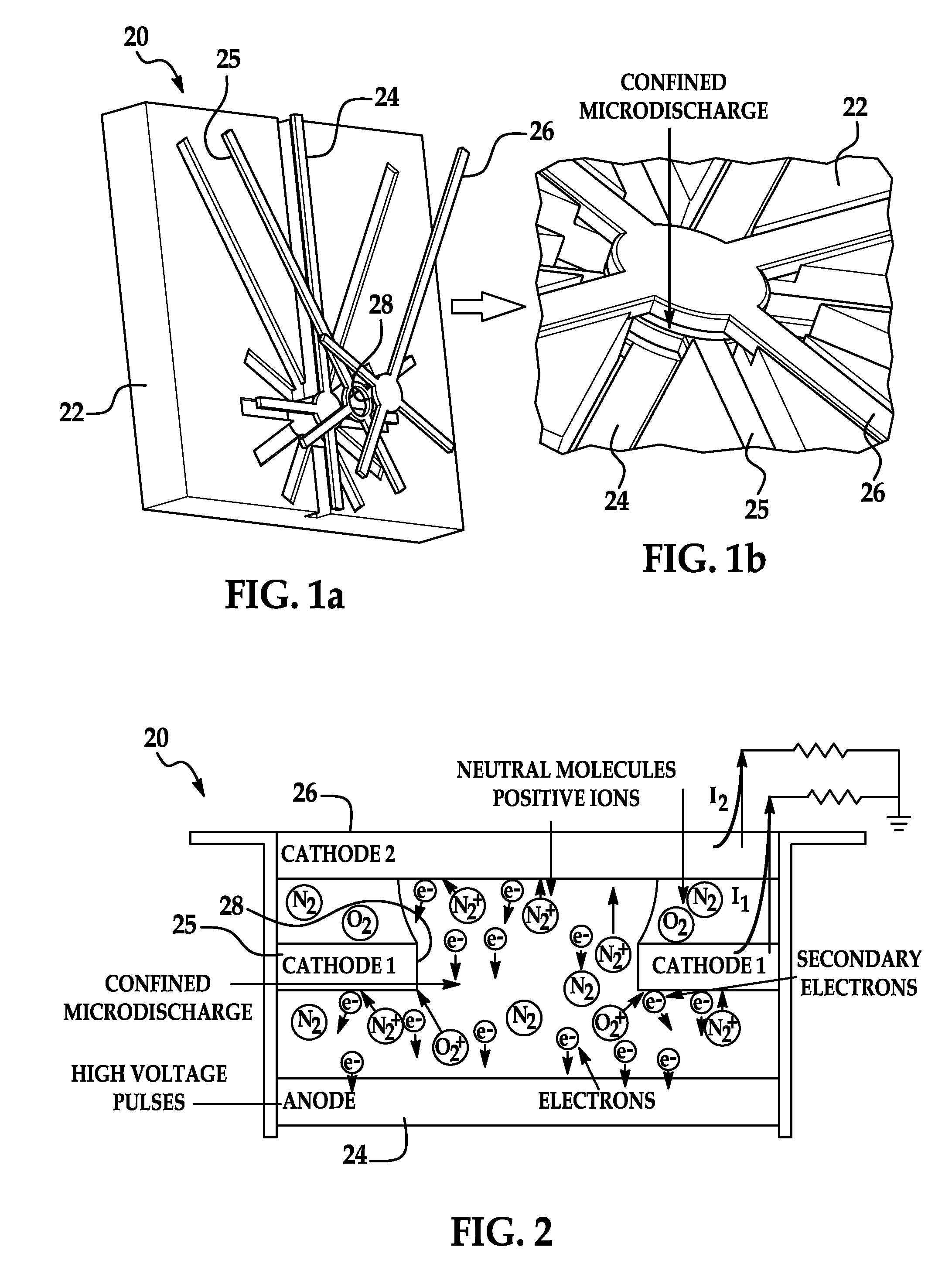 Microdischarge-based pressure sensor and method