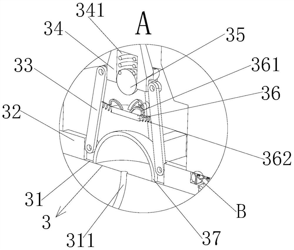 Injection mold with piston buffer structures at four corners