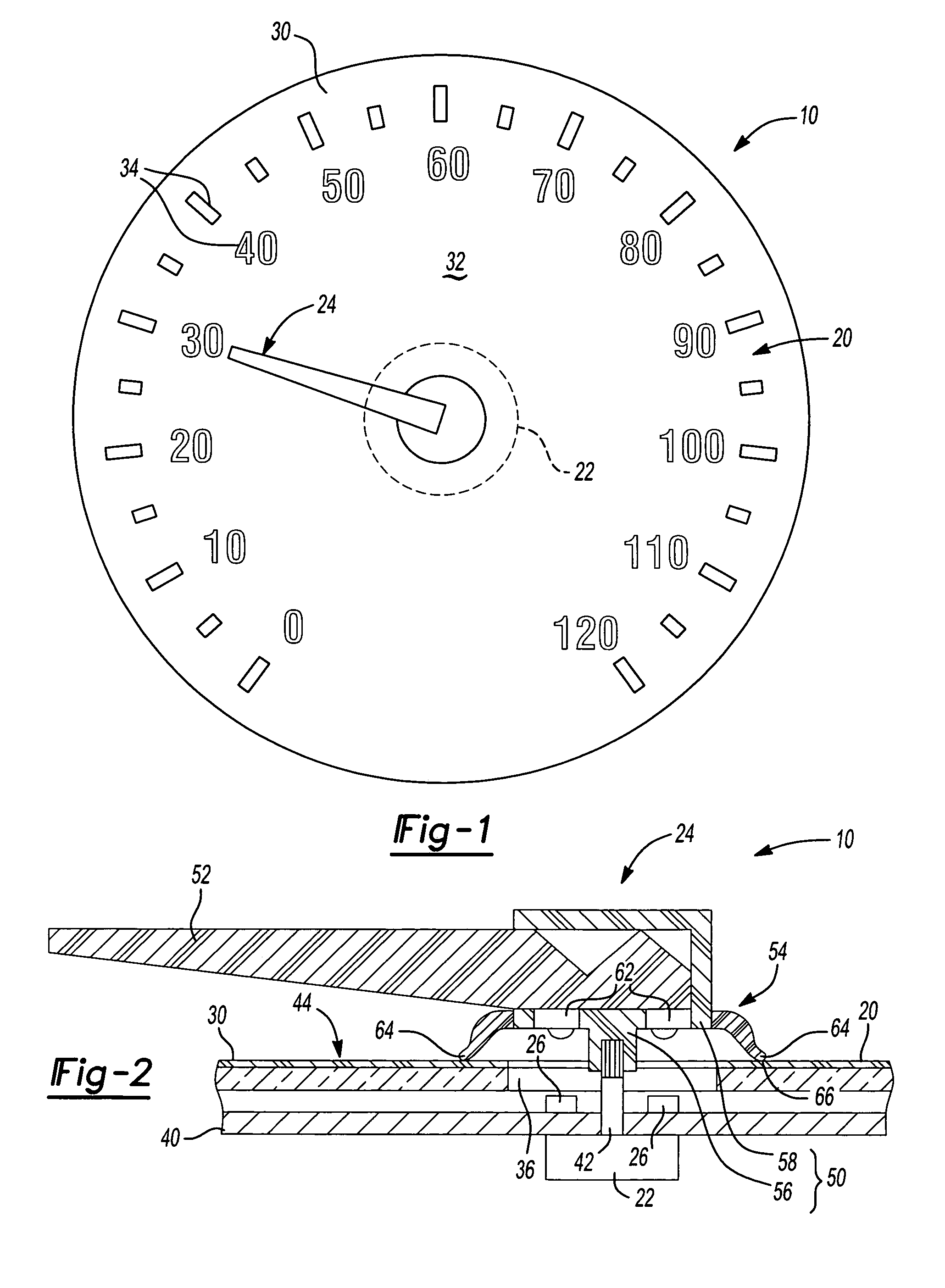 Indicator assembly with halo-free pointer