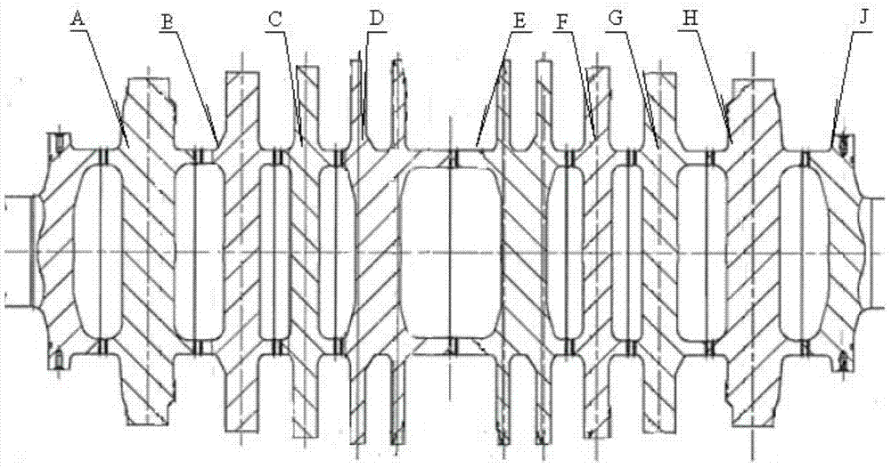 Device for automatically detecting weld joint of low-pressure welding rotor of steam turbine for nuclear power station