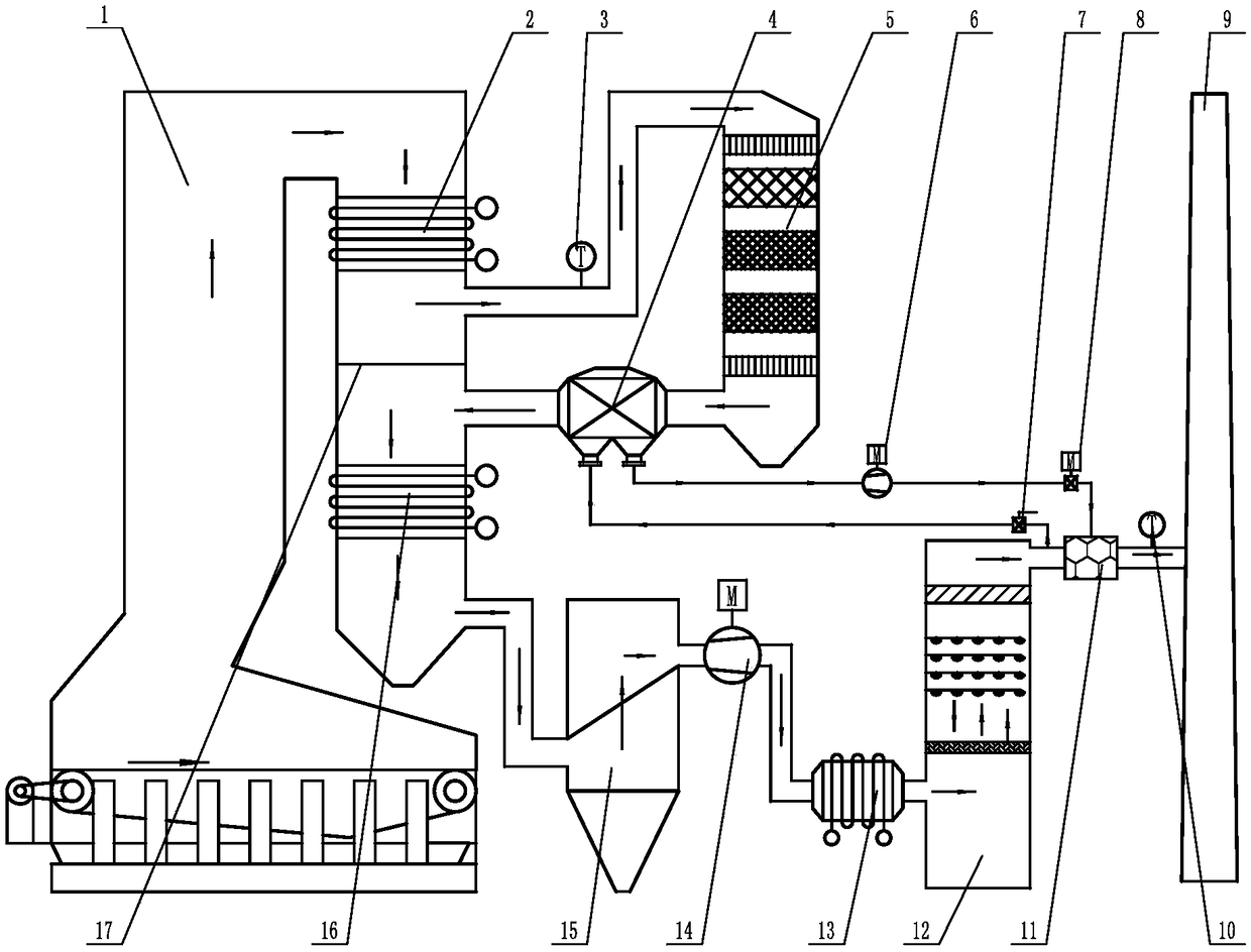 Energy-saving white smoke plume removal device applicable to small and medium-sized boilers