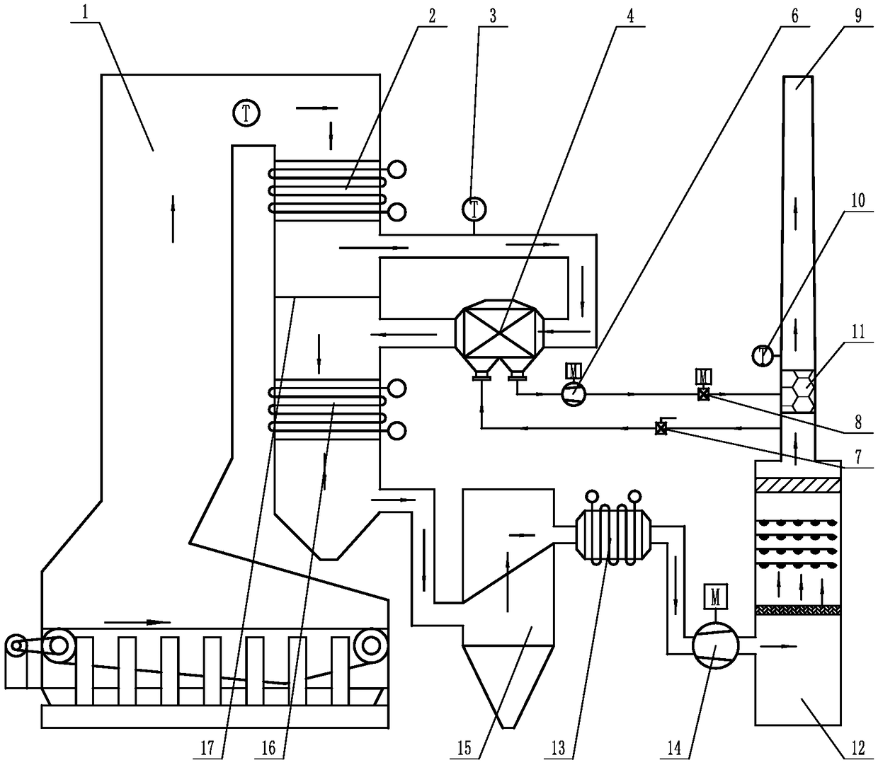 Energy-saving white smoke plume removal device applicable to small and medium-sized boilers