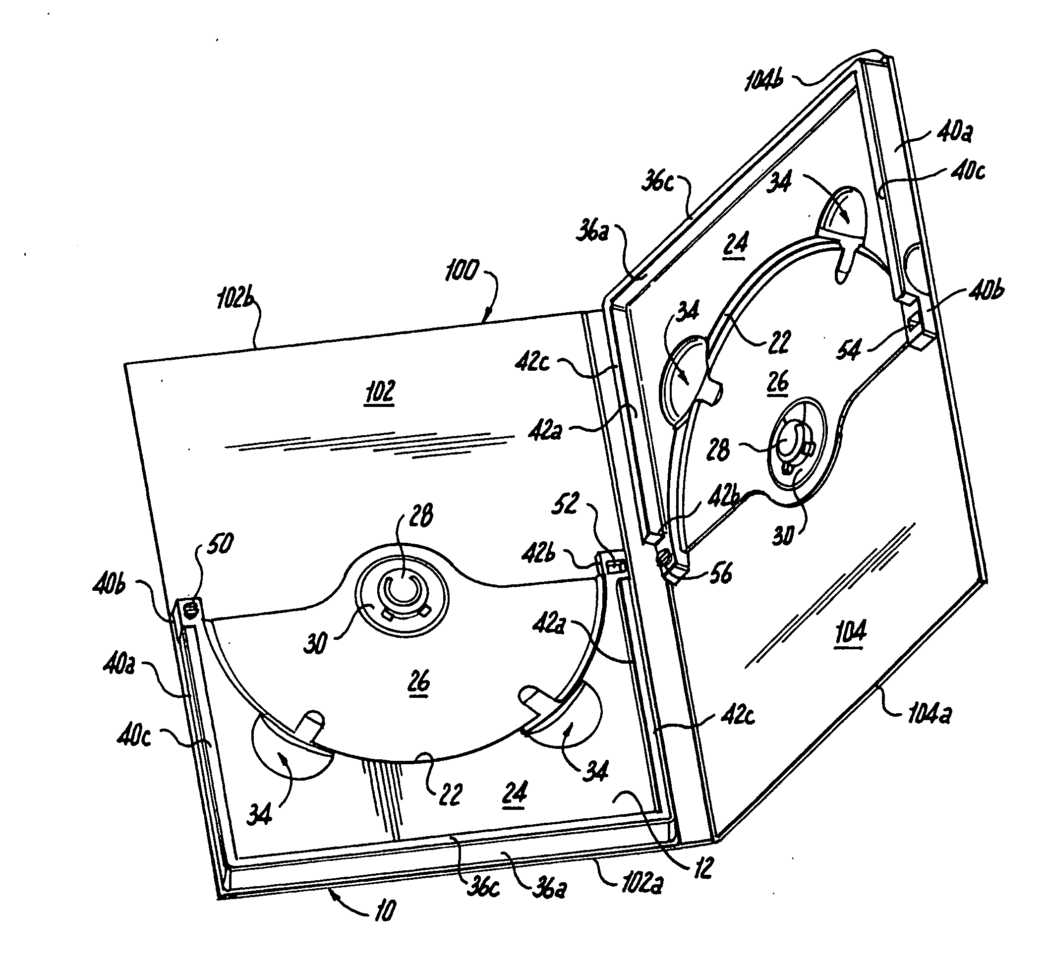 Package with aligned discs on opposite covers