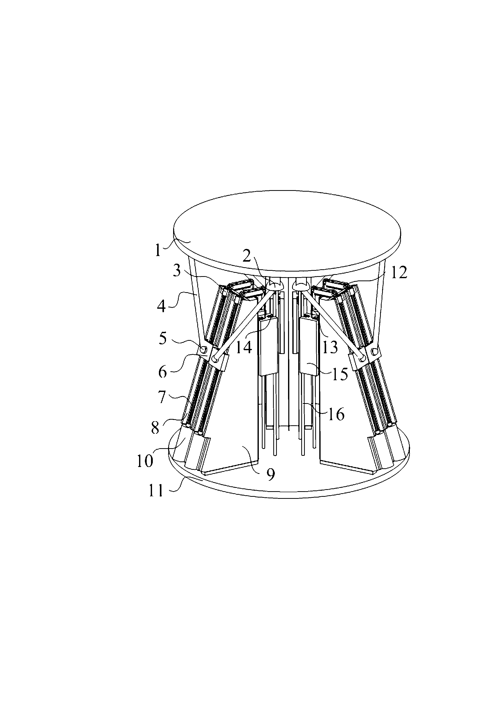 Six-freedom-degree static-balance parallel motion simulation platform with large bearing surface