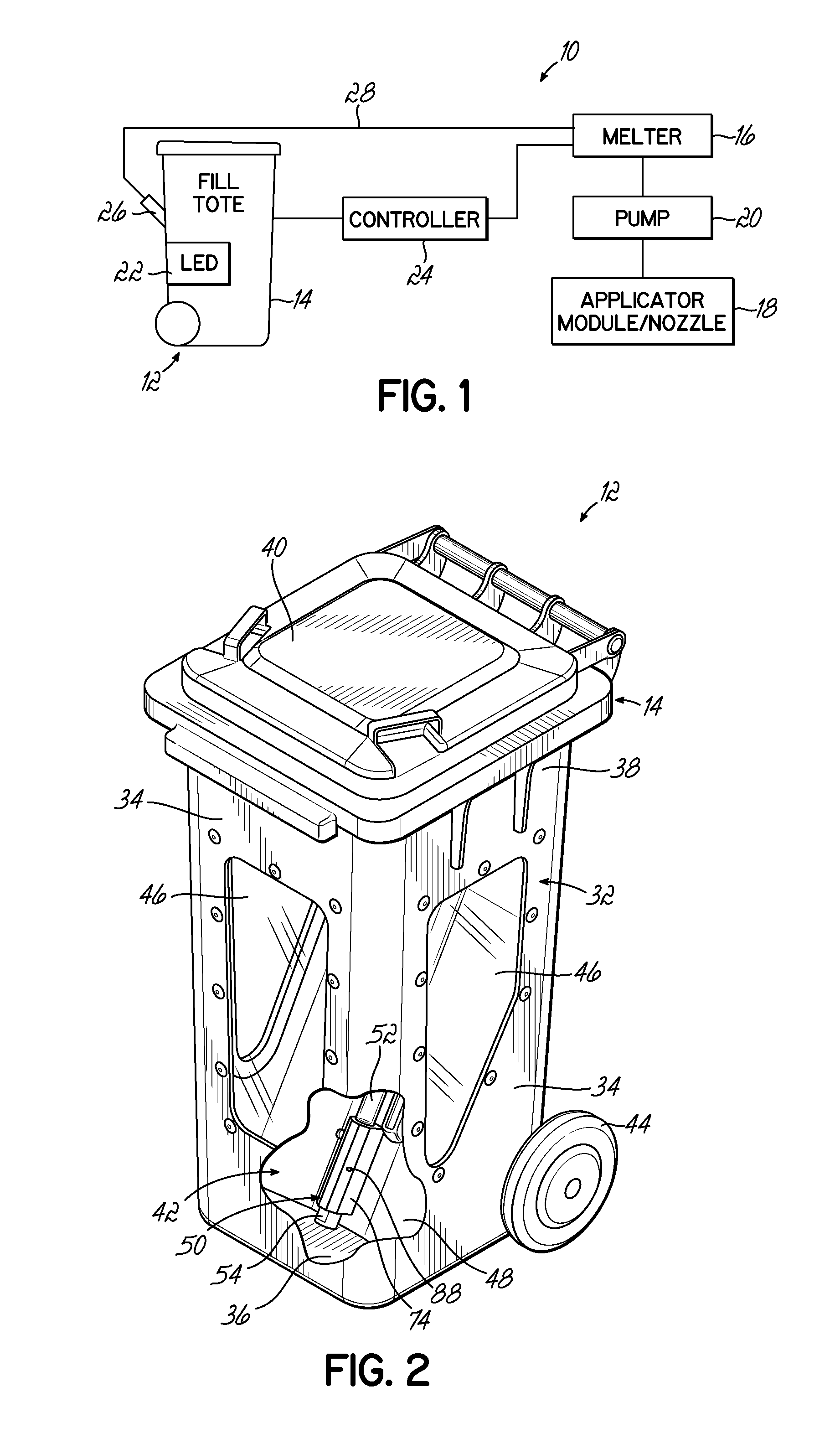 Fill system and method including visual indicator device for empty condition