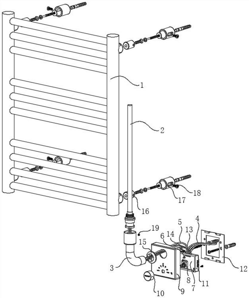 Concealed waveband control electric heating towel rack