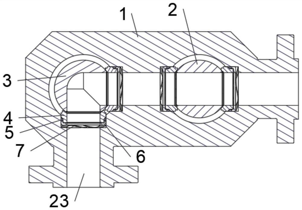 Angle type duplex ball valve for nuclear submarine and using method thereof