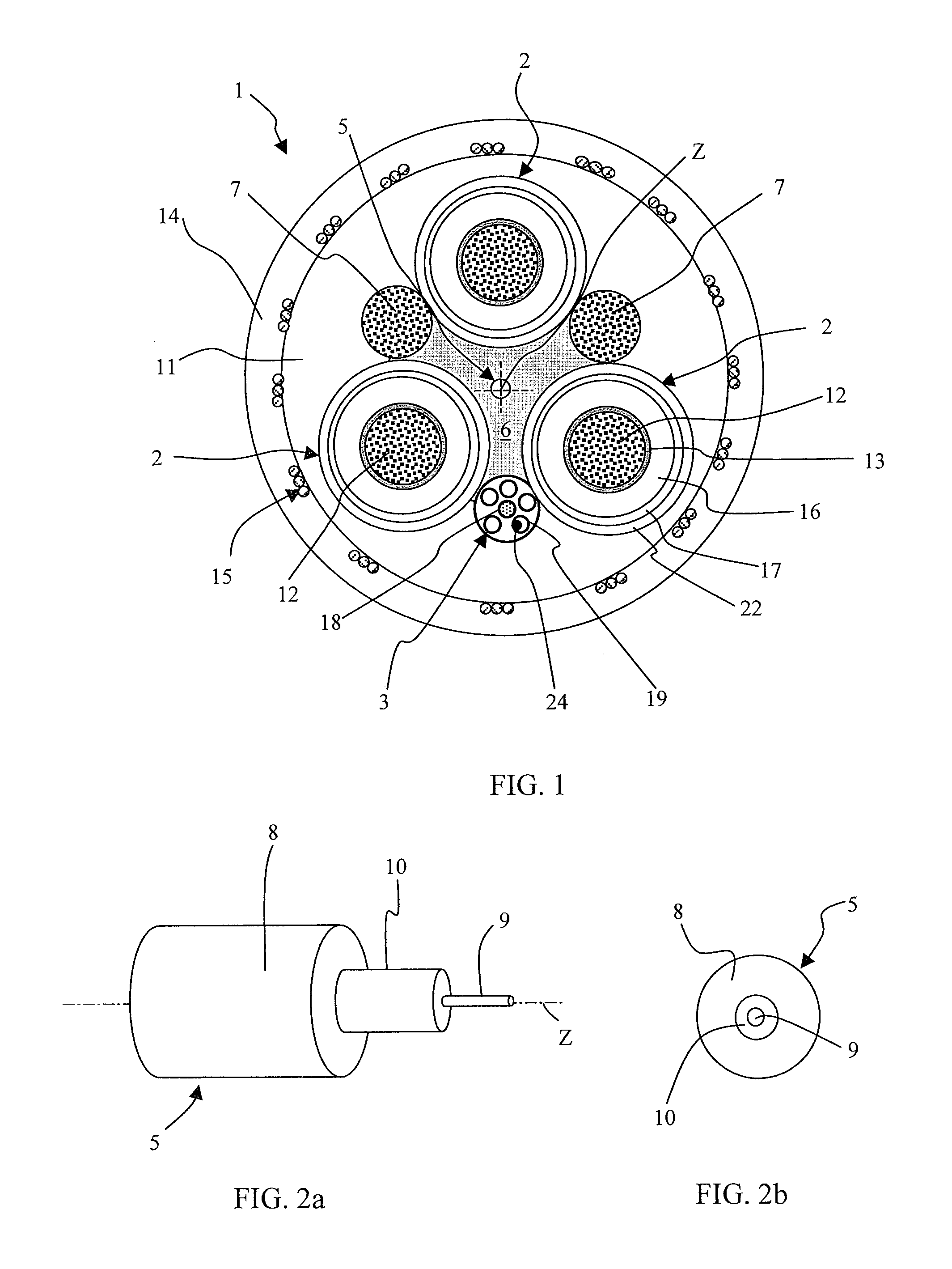 Method for measuring the length of an electric cable that uses an optical fibre element as a sensor