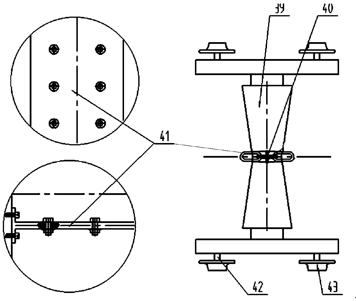 Electrodeless car unit chain multi-point driving belt type conveyor and chain tensioning method