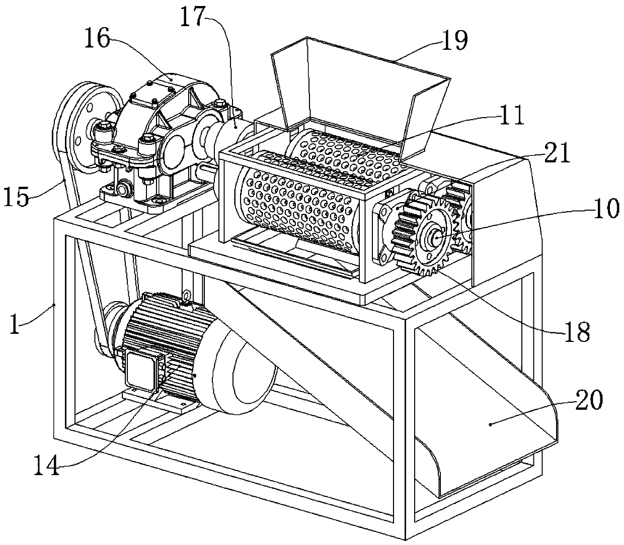 Bio-organic fertilizer double-roller extrusion granulator