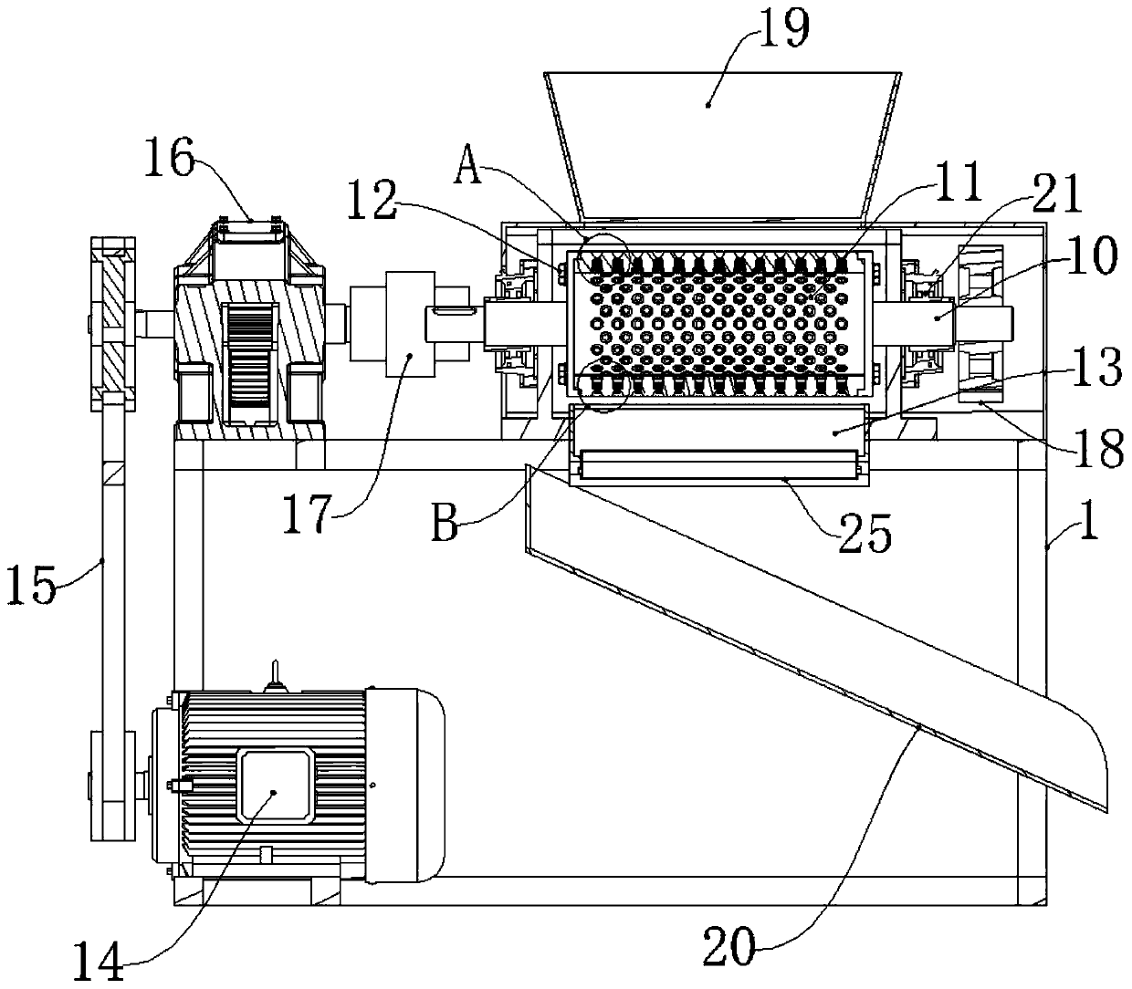 Bio-organic fertilizer double-roller extrusion granulator