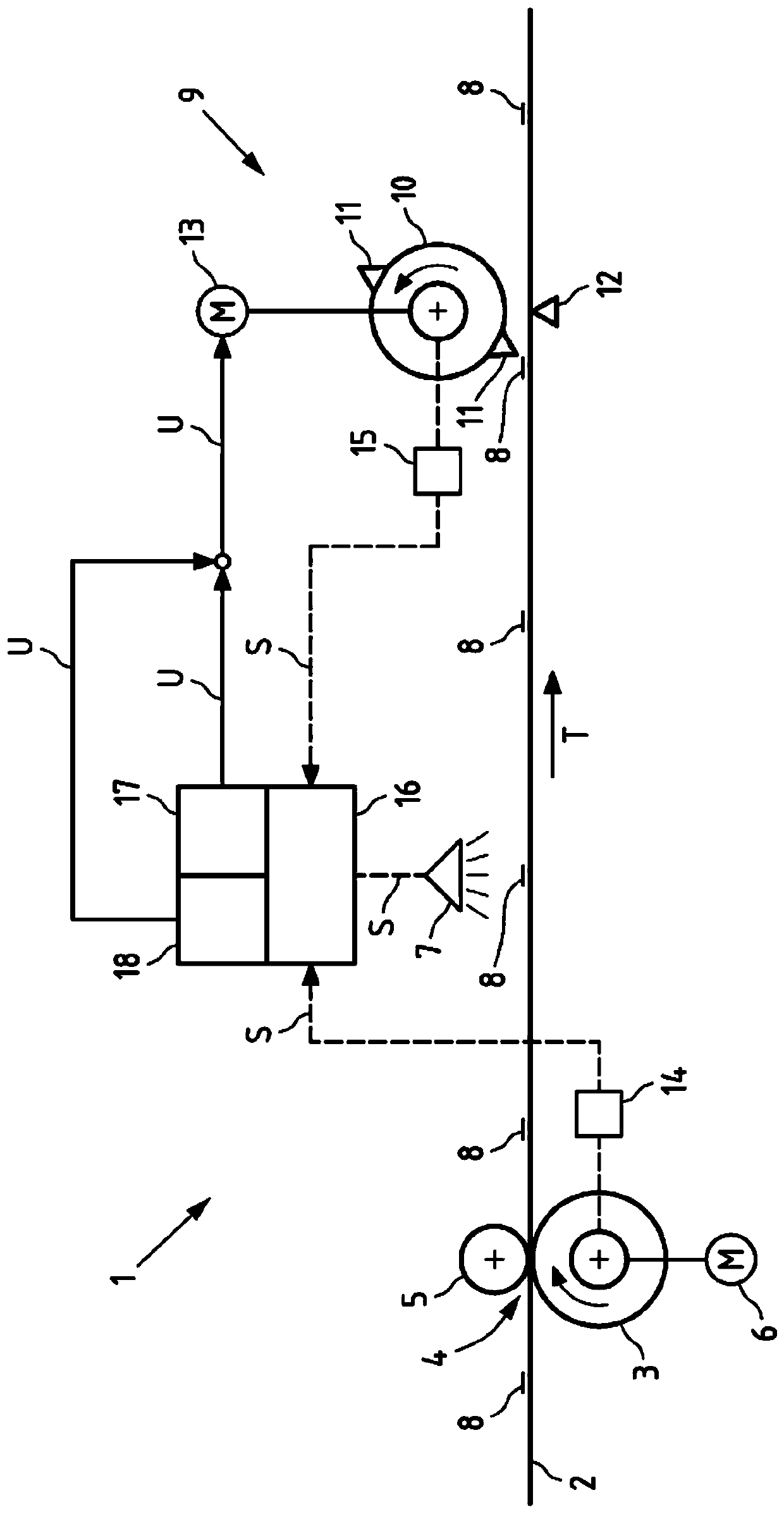 Method for regulating the processing of a material web by means of positioning marks and device for carrying out the method