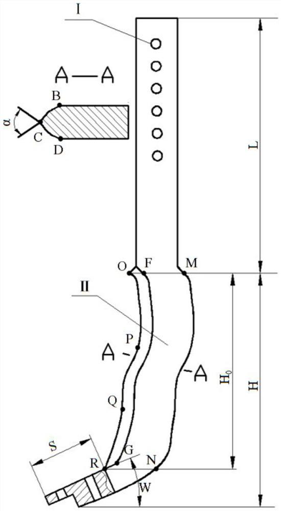 A fitting curve type subsoiling shovel handle