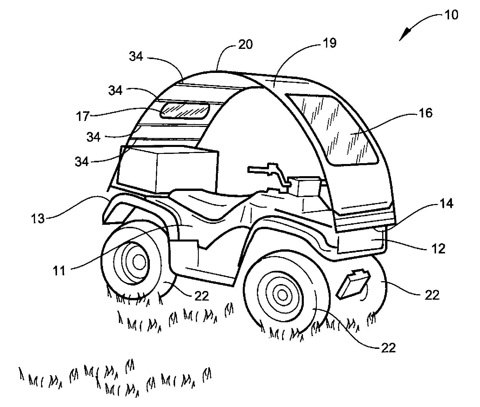 Convertible top for an all-terrain vehicle