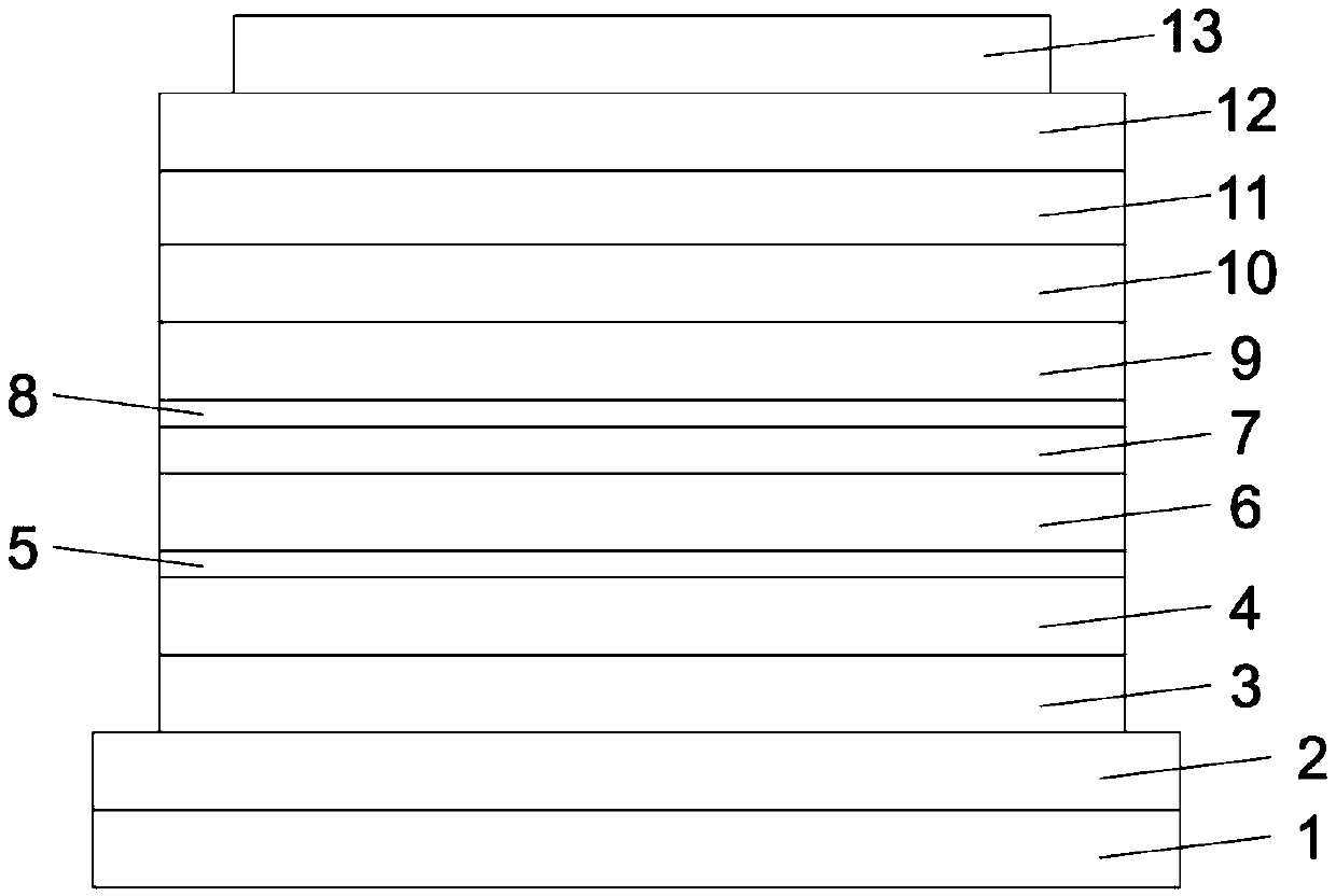 Non-PEDOT: PSS inverted series quantum dot light emitting device and preparation method thereof