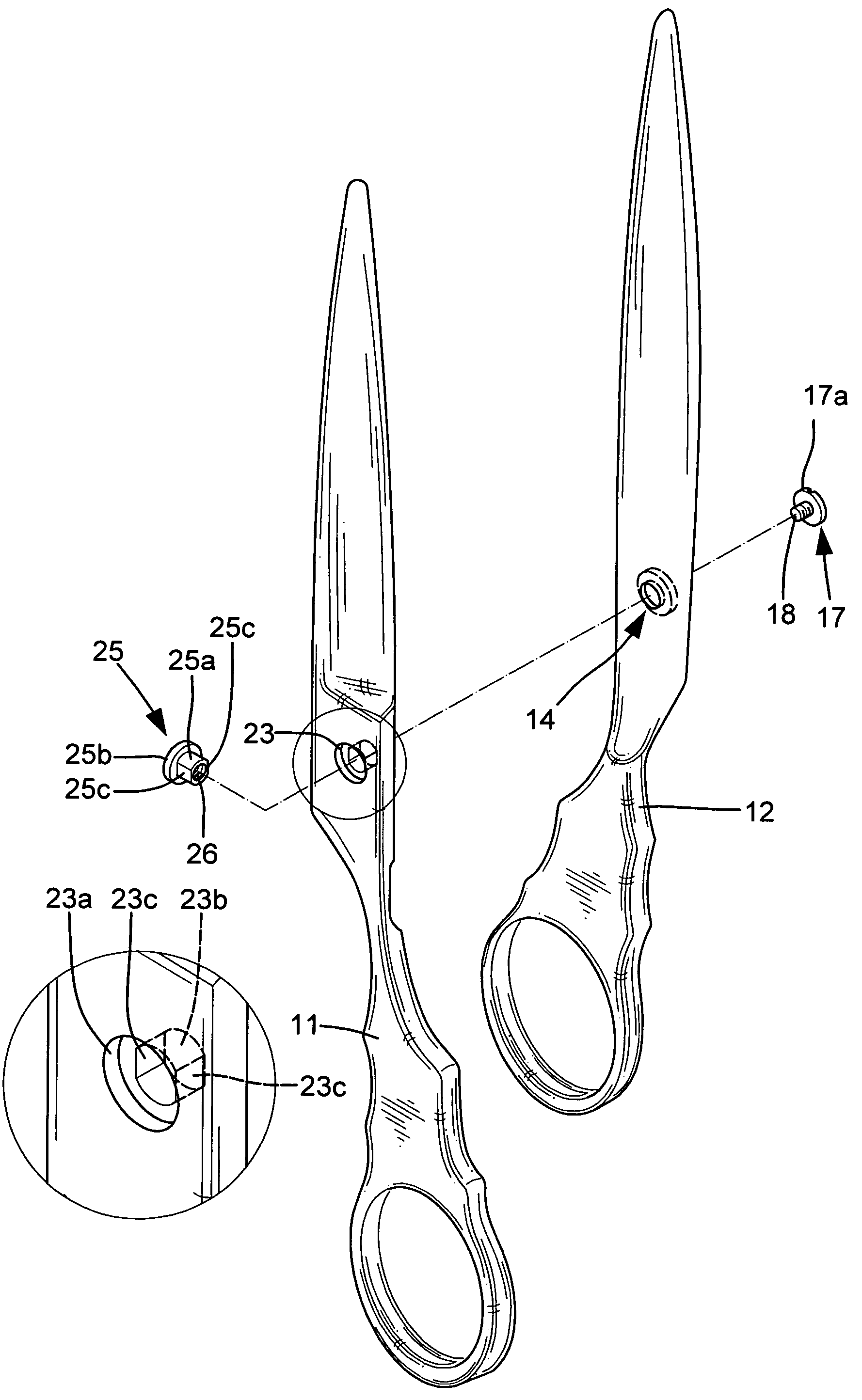 Pivotal device for scissors