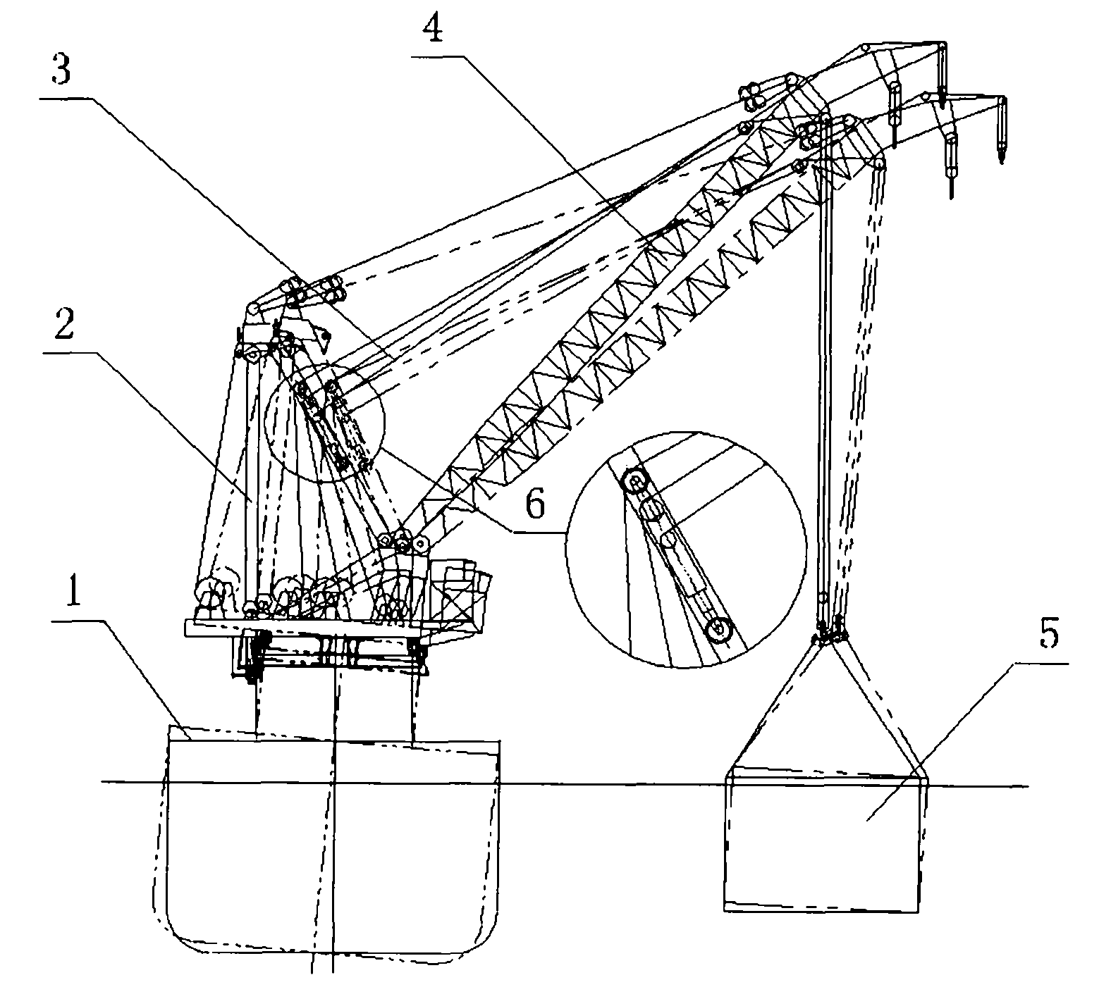 Heavy load salvage wave compensation system of super large floating crane