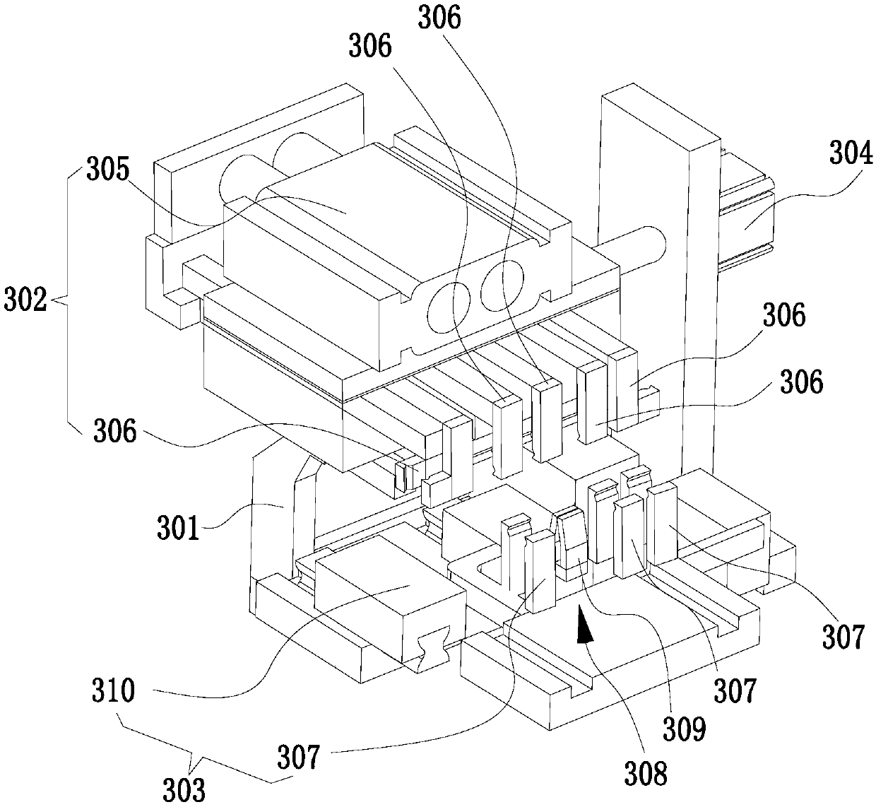 Automatic plug-in mounting device for pair-tube bases of photoelectric detectors