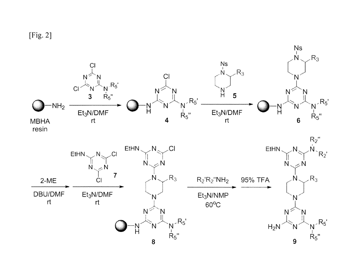 Alpha-helix analog having triazine-piperazine backbone and method for preparing same