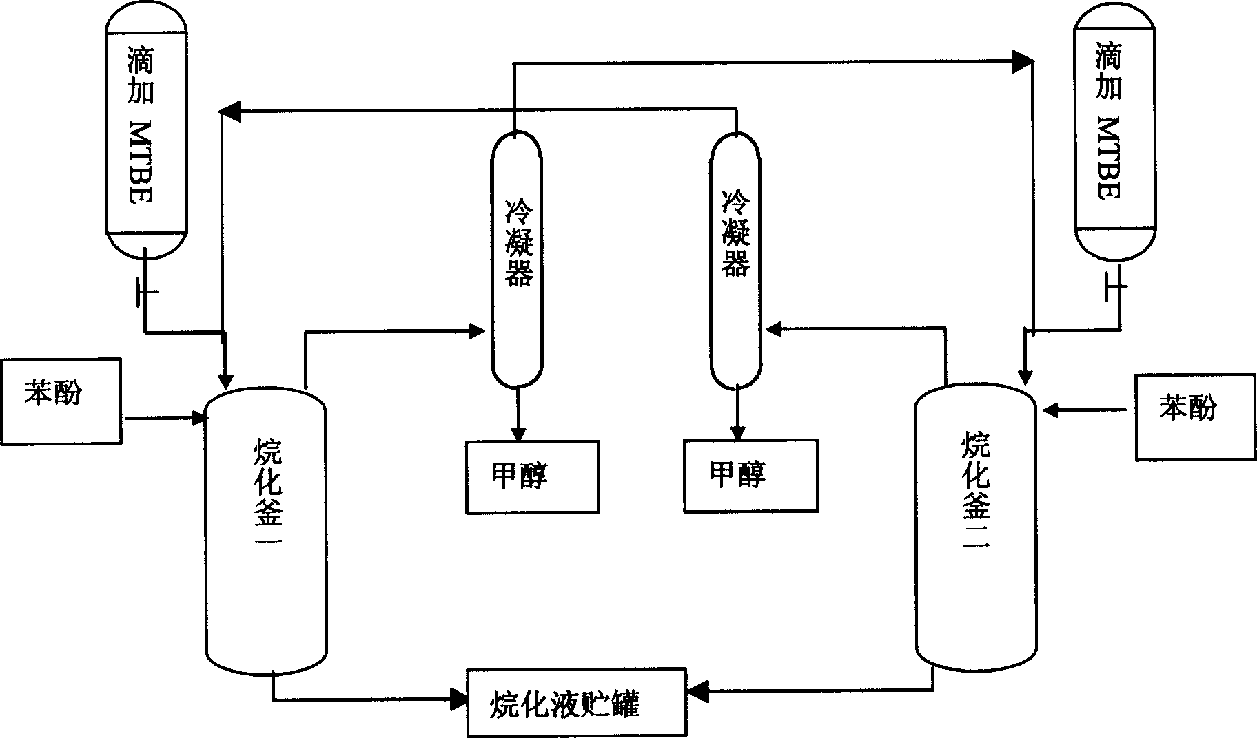 Tertiary butyl phenol synthesis method by methyl tertiary butyl ether alkylation reaction