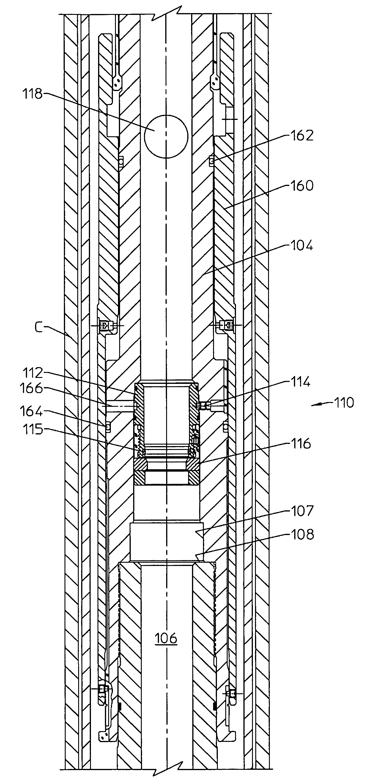 Downhole tool with C-ring closure seat and method