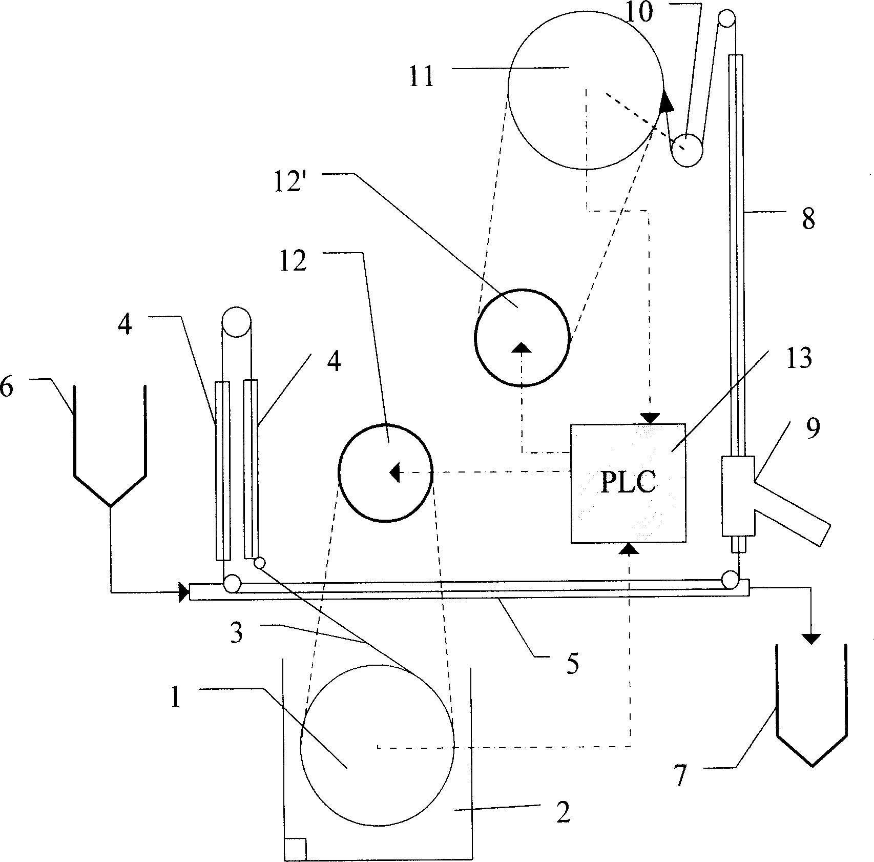 Hollow fiber composite membrane applicator, method for producing said hollow fiber composite membrane and product