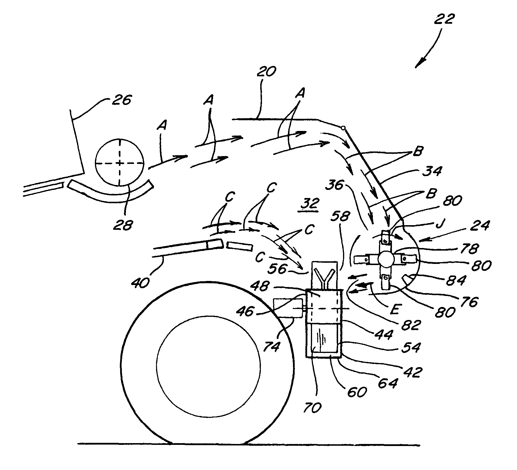 Crop residue chopping and spreading system for an agricultural combine