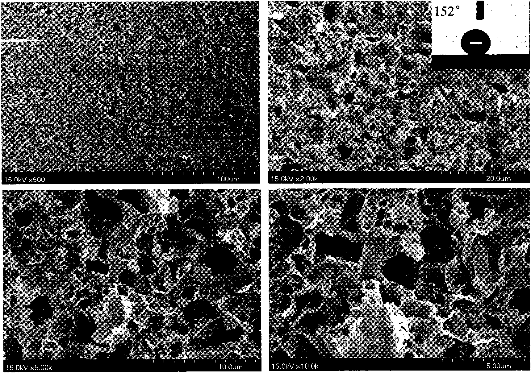 Method for preparing polymer superhydrophobic surface by CaCO3 template method