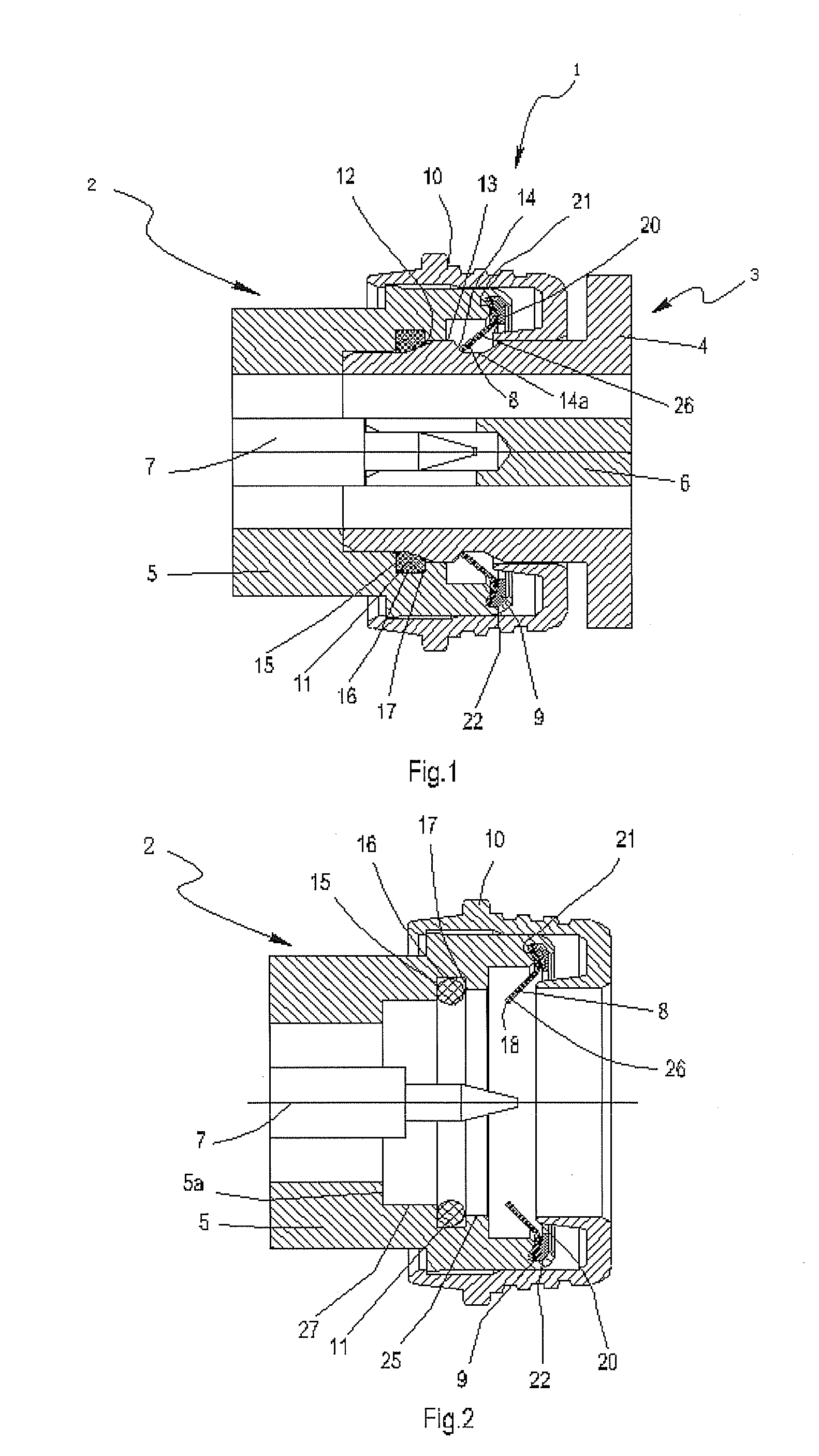 Electrical connector with self-locking by snap-fastening