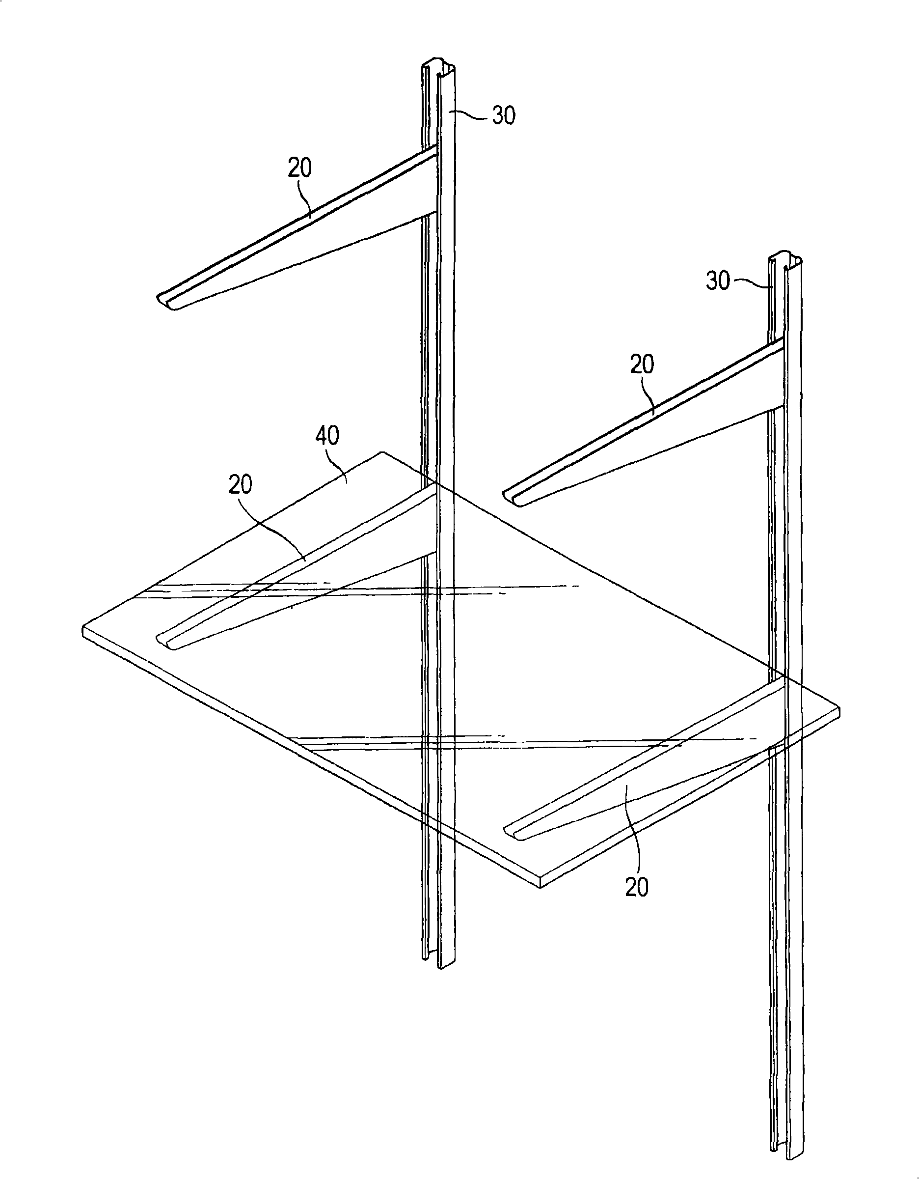 Shelving system with infinitely adjustable shelf bracket