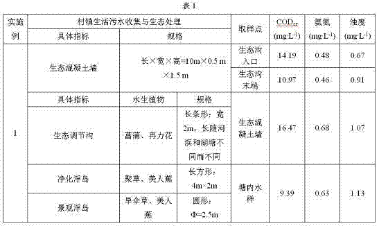 Method for the collection and ecologic treatment of domestic sewage of villages and towns in plain water network region