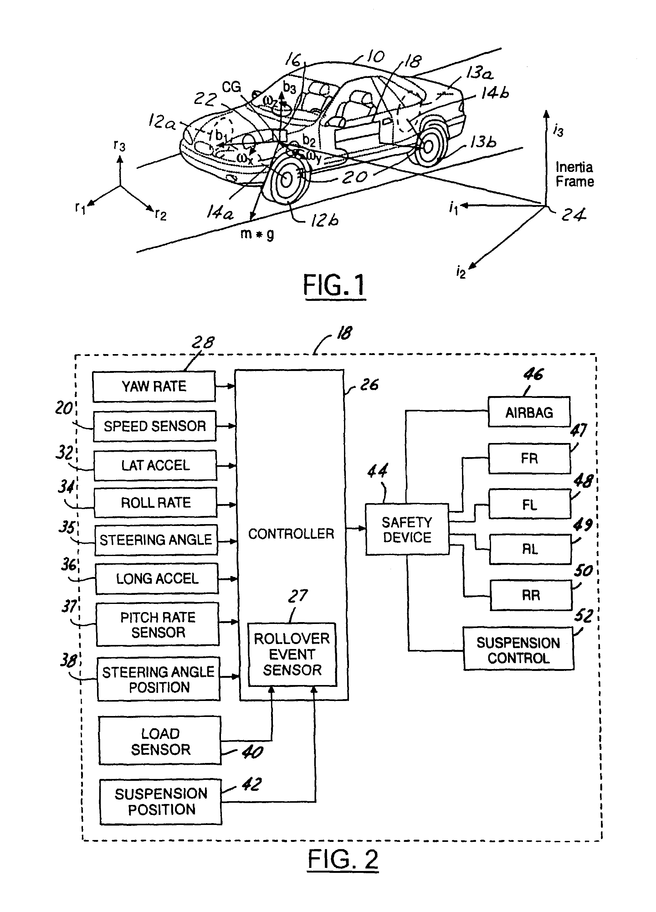 System for determining vehicular relative roll angle during a potential rollover event