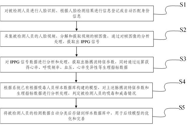 Non-contact drug addict monitoring method and system based on IPPG