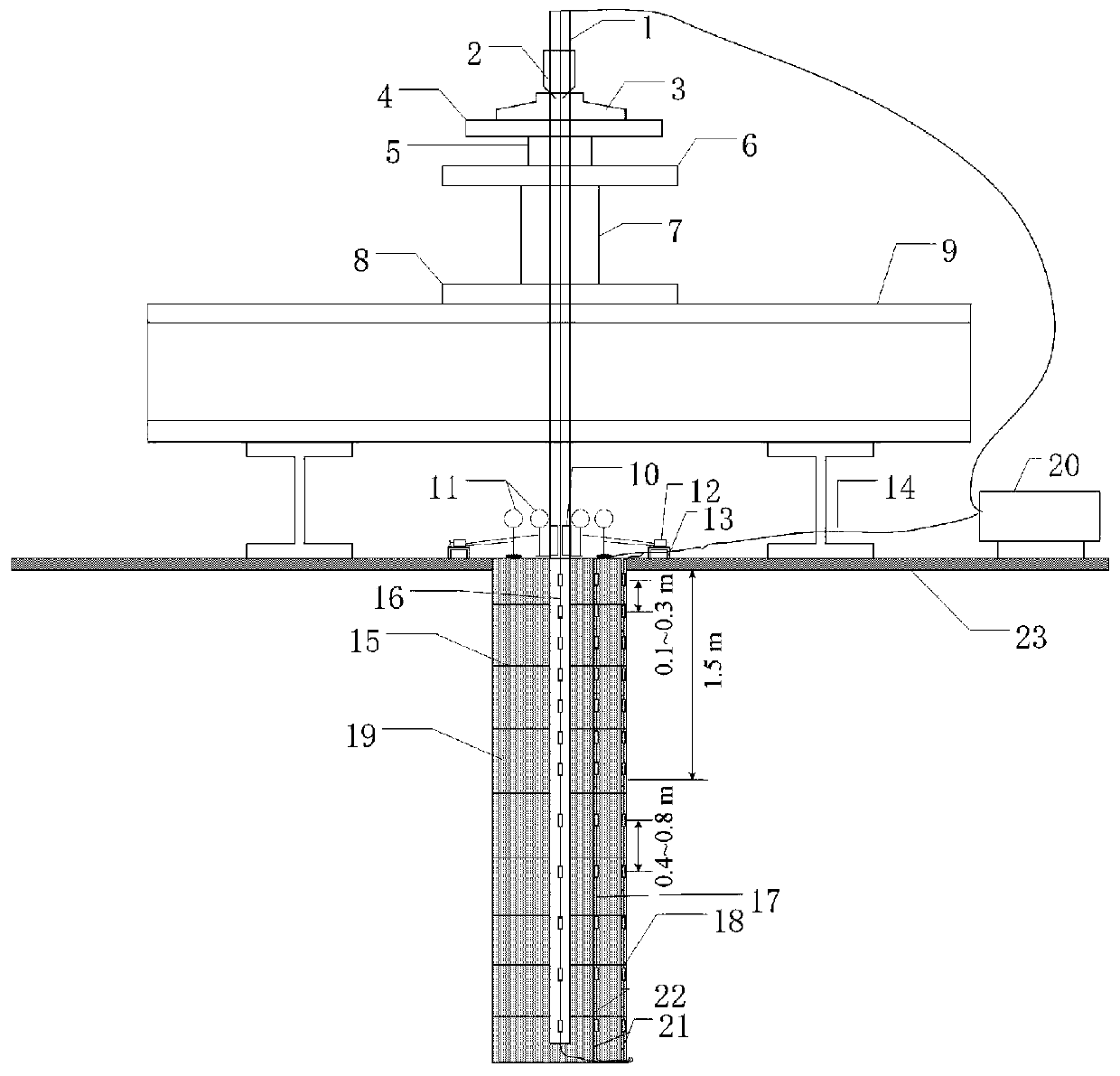 A multi-interface shear stress joint test device for non-metallic anti-floating anchor rods