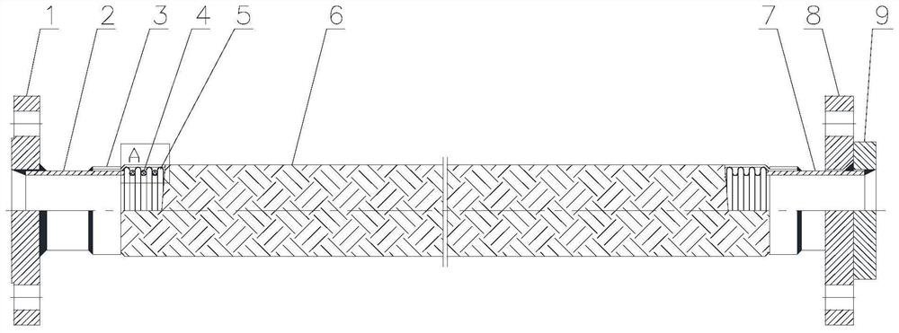 Bending-resistant metal hose with connector protection device