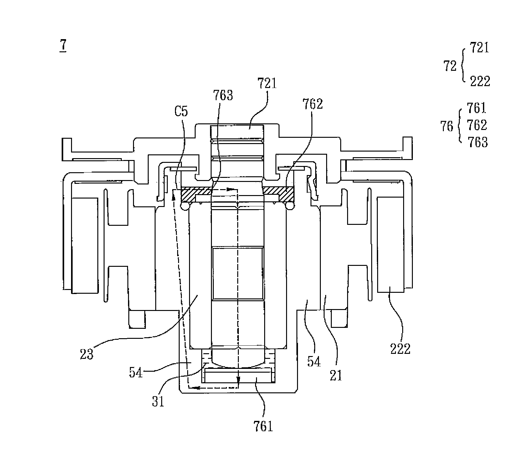 Motor having magnetic fluid bearing structure