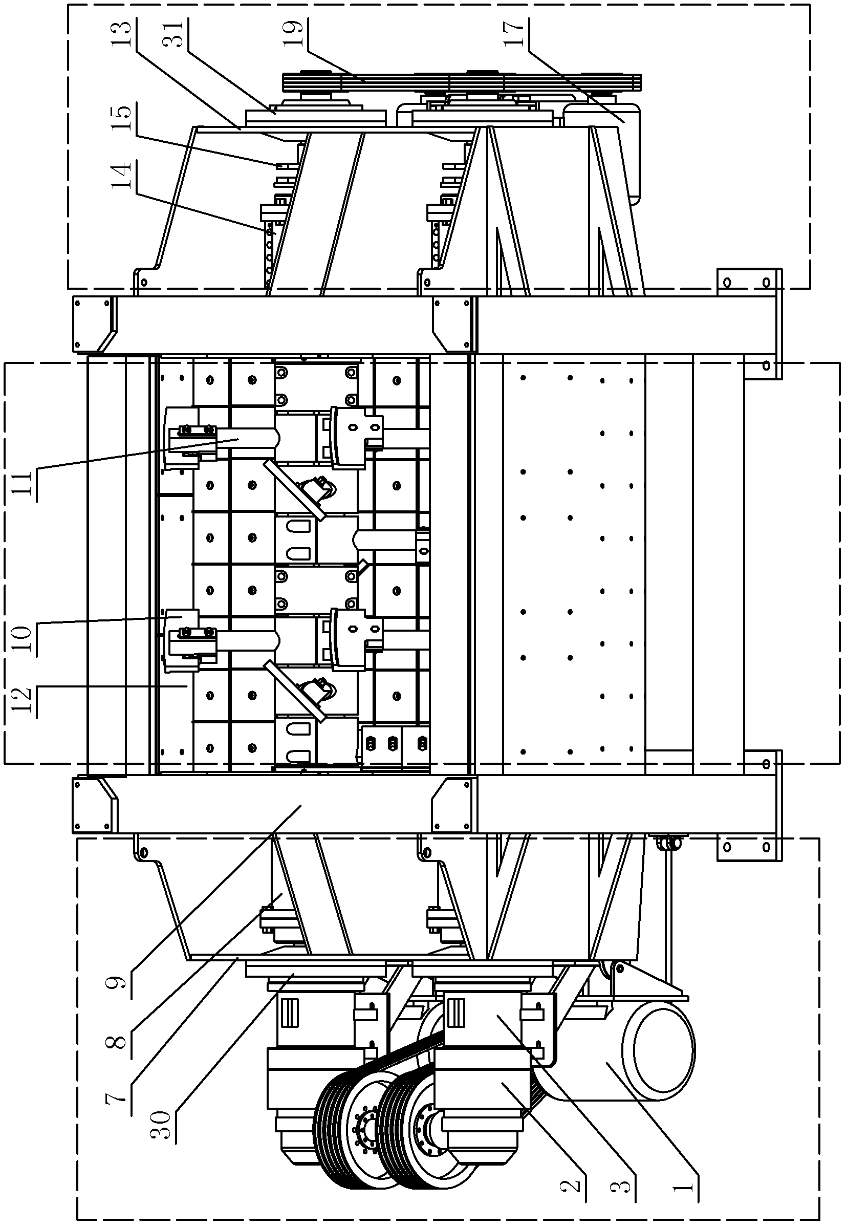 Coupler synchronous type double-horizontal shaft vibration stirring machine