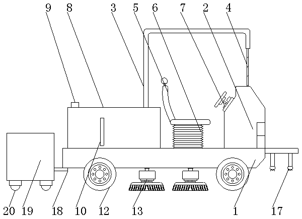 Asphalt pavement sweeping car capable of achieving automatic dust fall