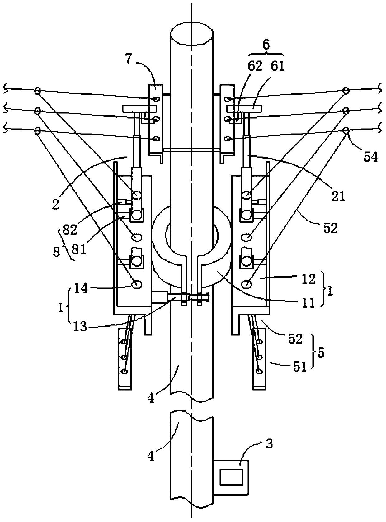 Strain power pole live replacement device