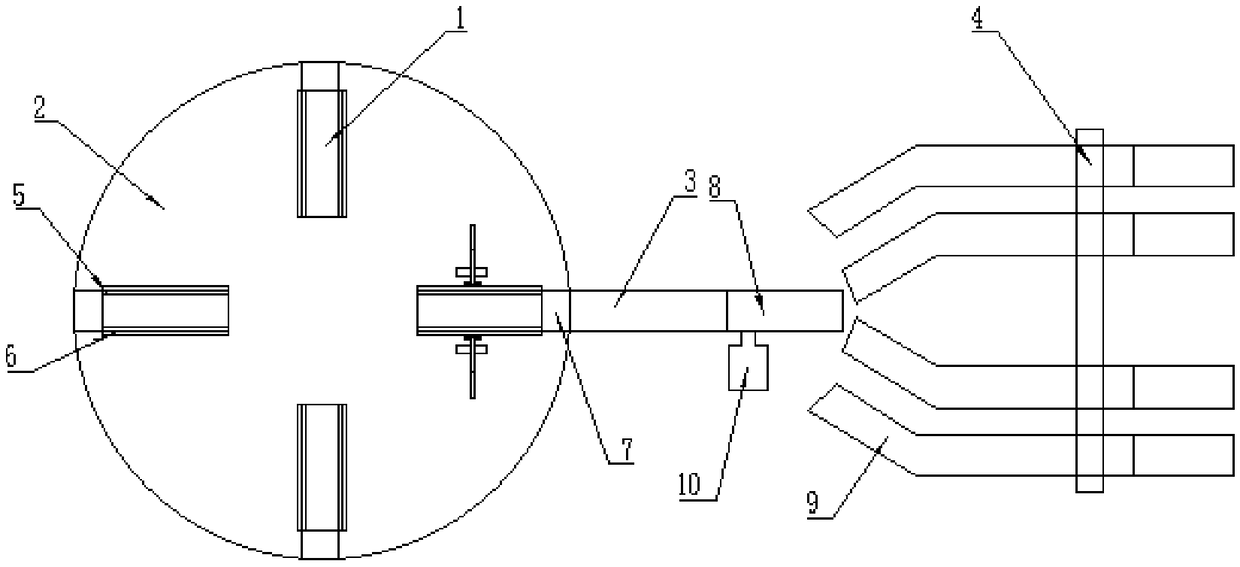 Material receiving device for multi-mold-cavity injection molding products