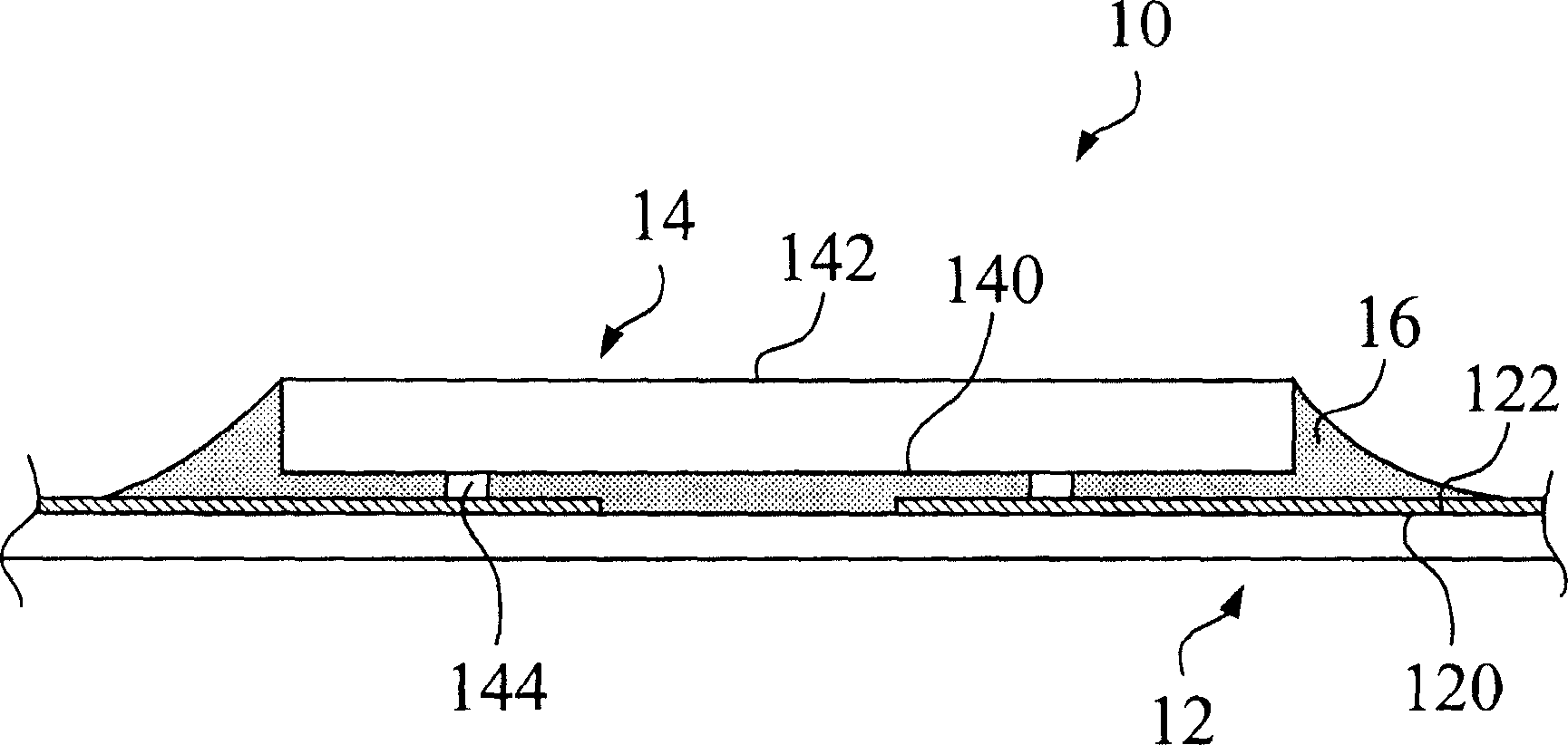 Packaging arrangement of flip chip on thin film