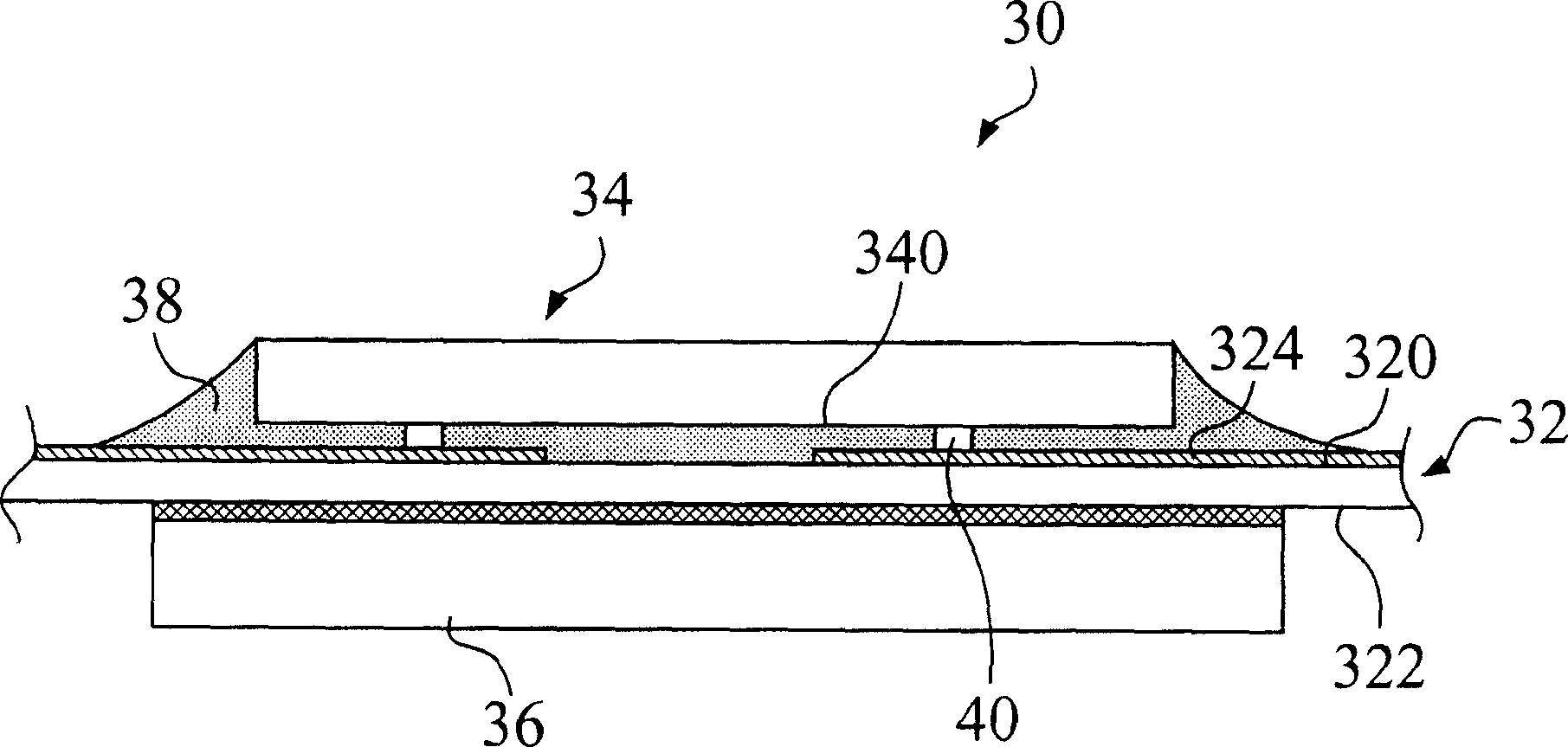 Packaging arrangement of flip chip on thin film