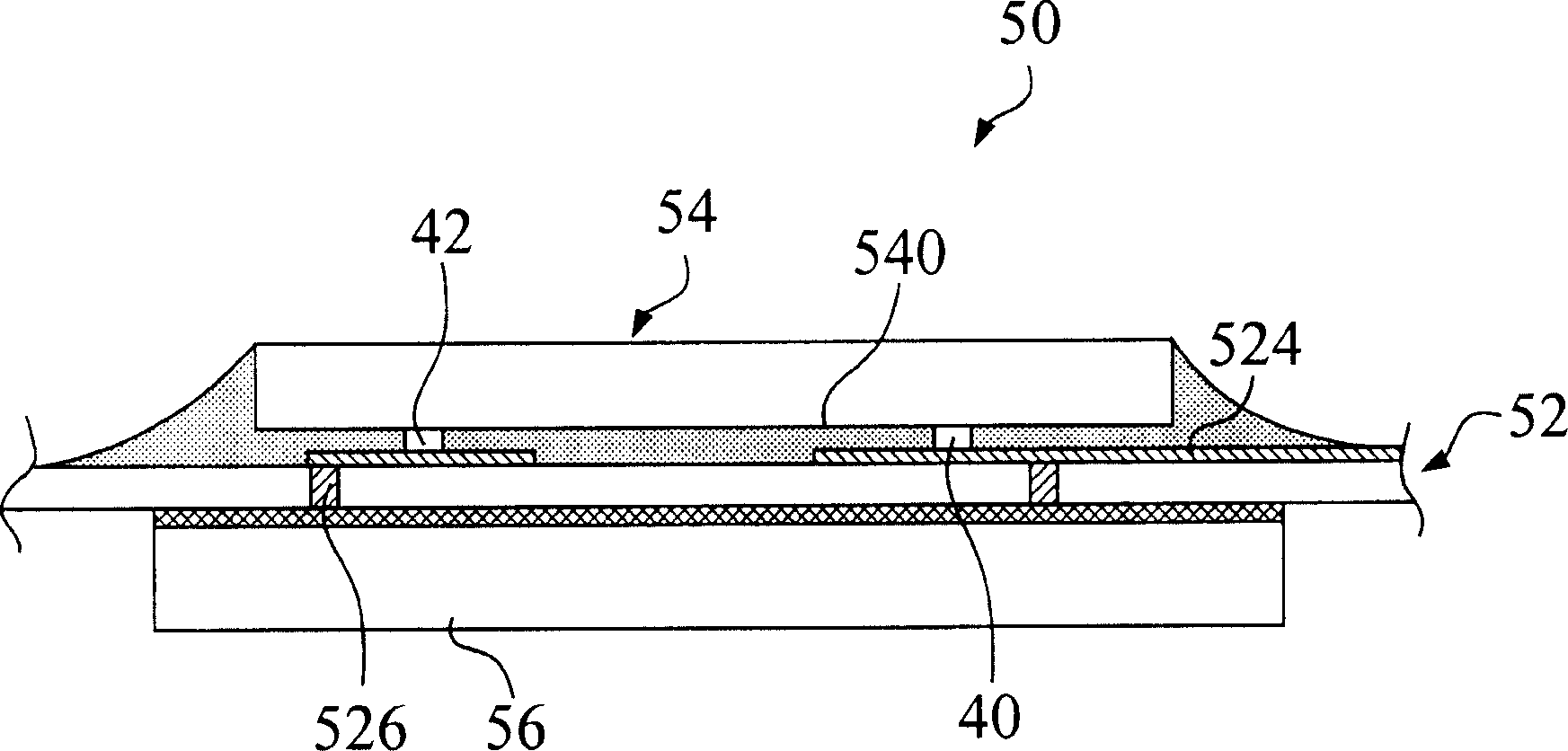 Packaging arrangement of flip chip on thin film