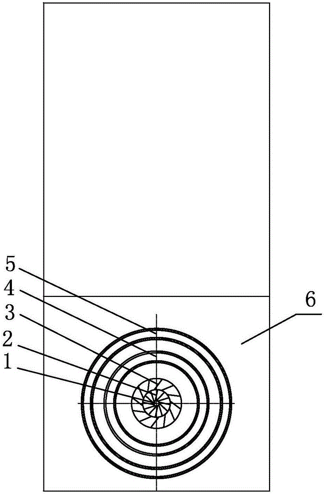 Center powder feeding swirling pulverized coal combustion device preventing slag forming of water cooling wall