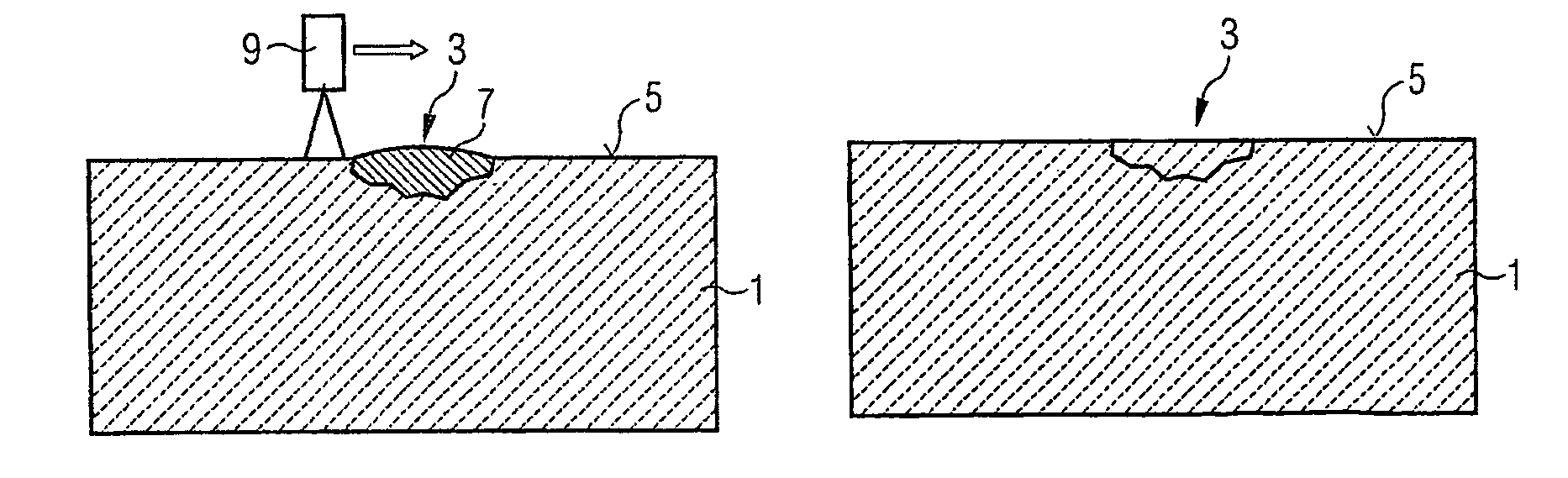 Process for repairing a component comprising a directional microstructure by setting a temperature gradient during the laser heat action, and a component produced by such a process