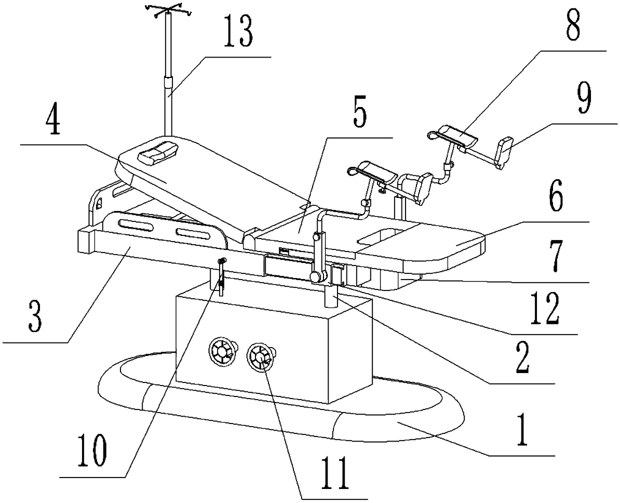 Convenient-to-adjust special bed for department of gynaecology and obstetrics