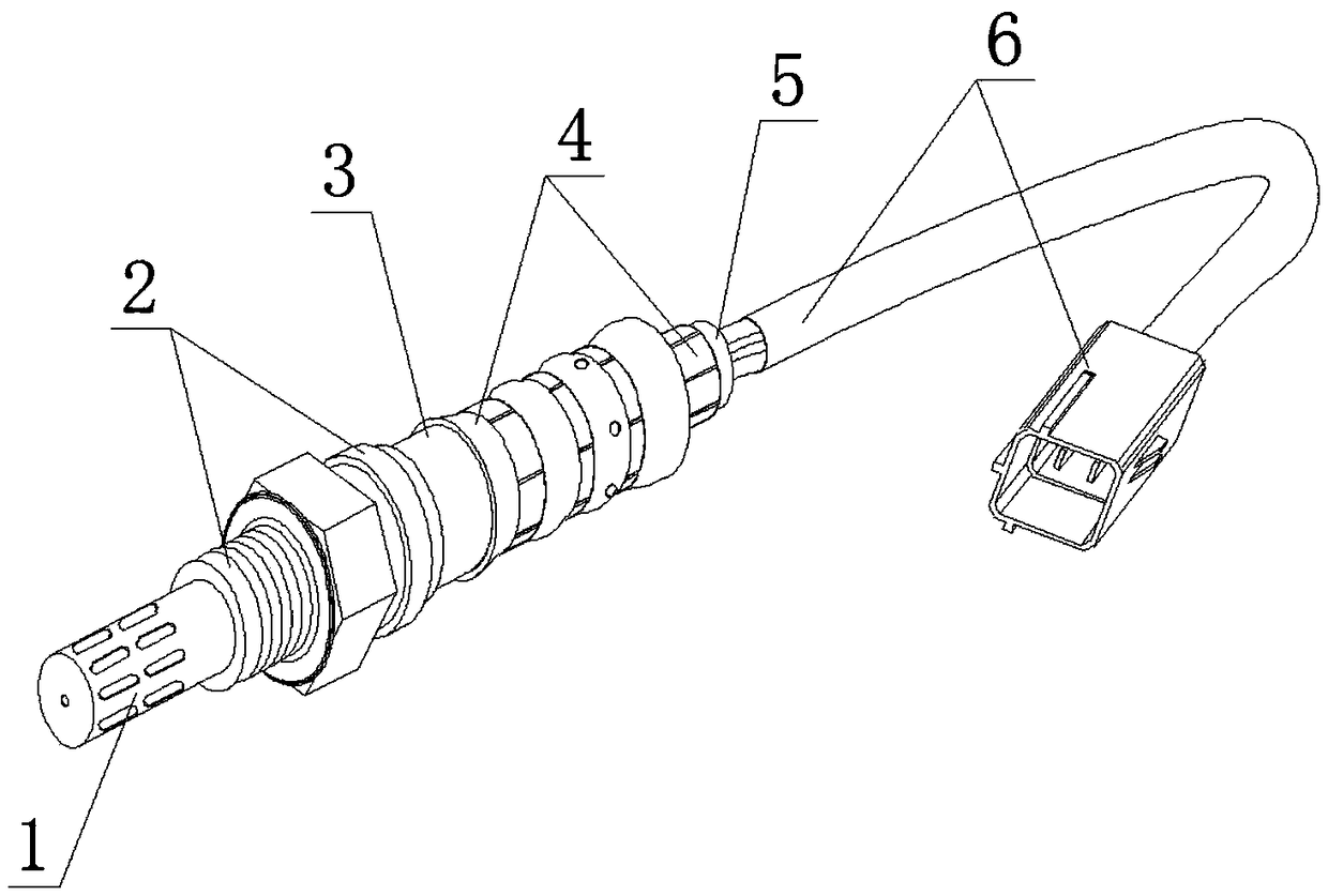 Four hot pressing connected body oxygen sensor outer clamped by end buckles